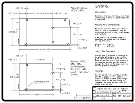 arduino uno hole dimensions